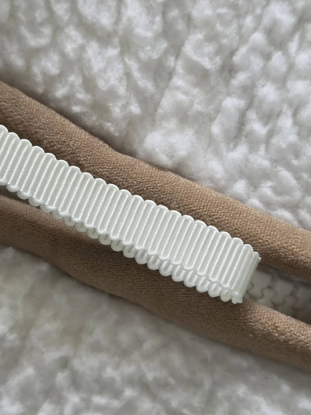 J. Crew Cream Sherpa Half-Zip Pullover with Tan Trim